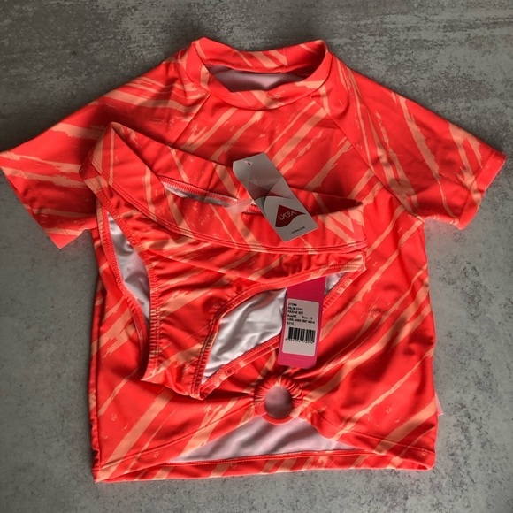 Seafolly Kids Palm Cove Coral Swim Rashie Set Size 12 - Picture 4 of 8